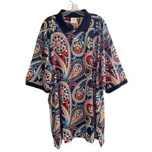 Men's Verse 9 Collared Paisley Bold Colorful Print Golf Shirt Polo Short Sleeve